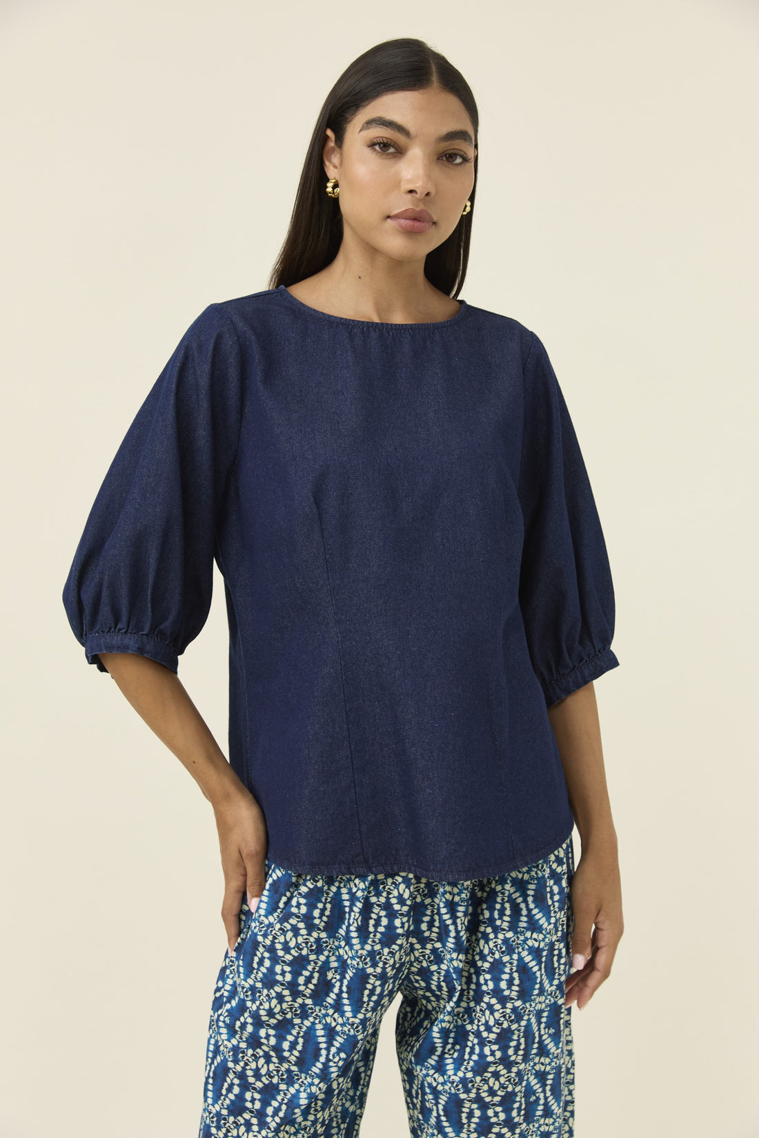 Sloane Denim Top – Indigo