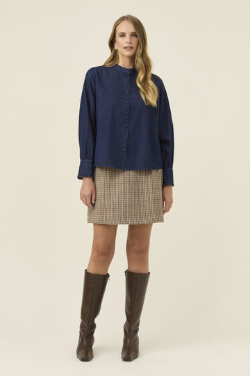 Sloane Denim Frill Shirt – Indigo