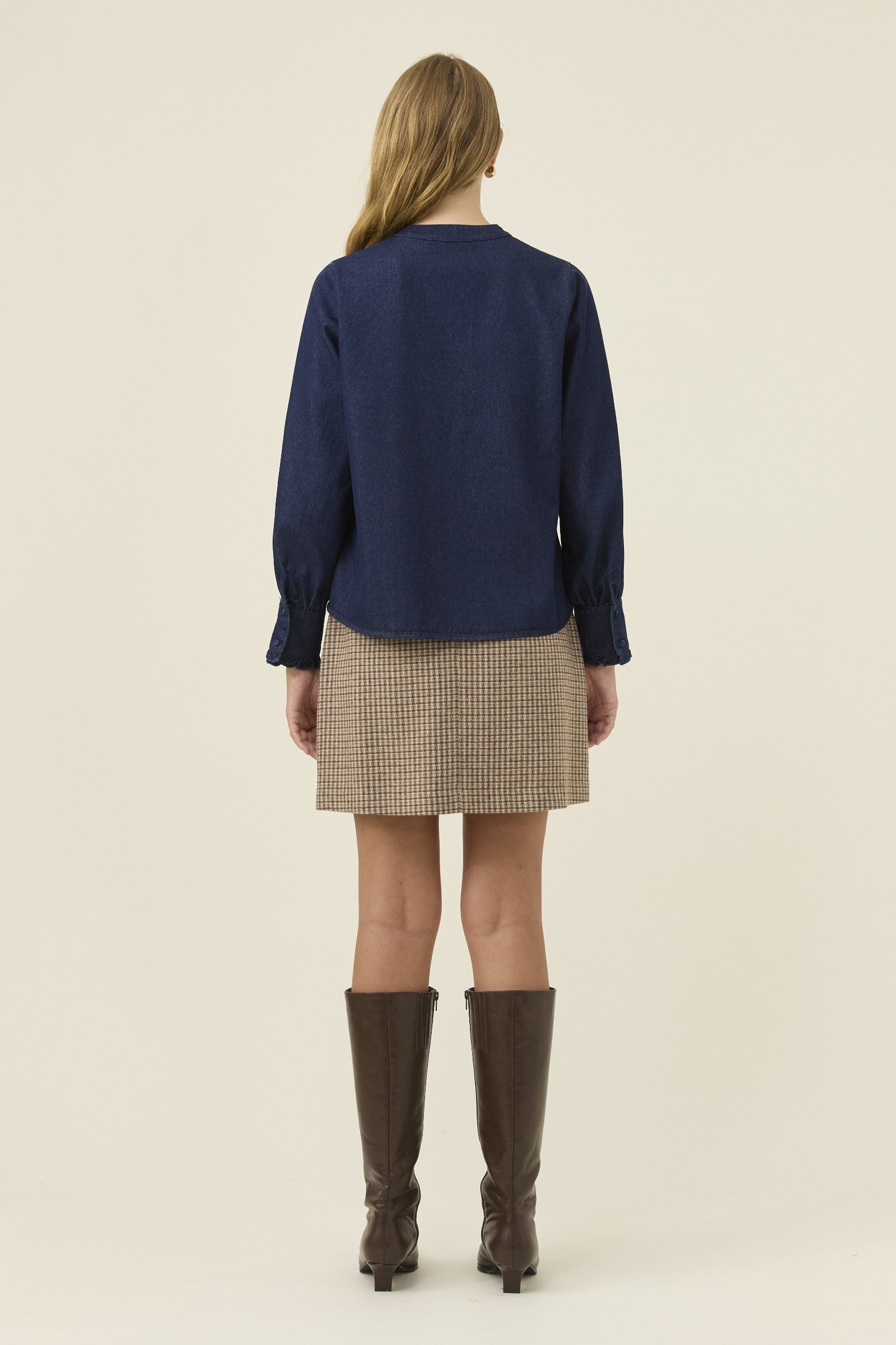 Sloane Denim Frill Shirt – Indigo