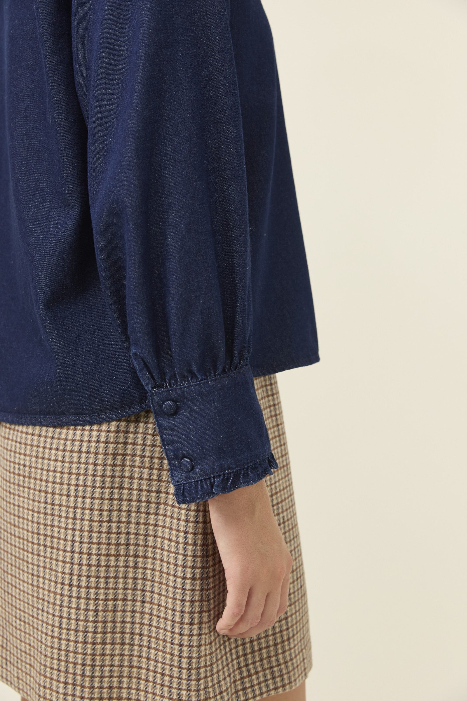 Sloane Denim Frill Shirt – Indigo