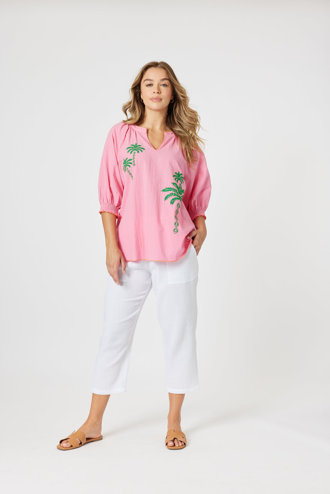 Pina Colada Embroidered Top – Pink