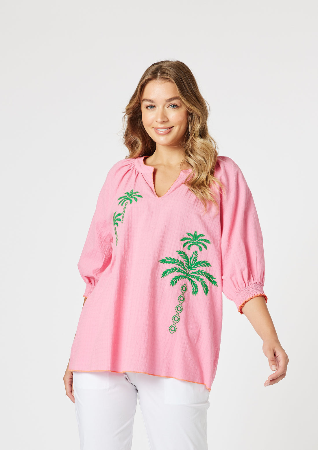 Pina Colada Embroidered Top – Pink