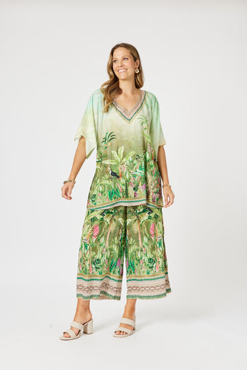 Toucan Print Wide Leg Pant