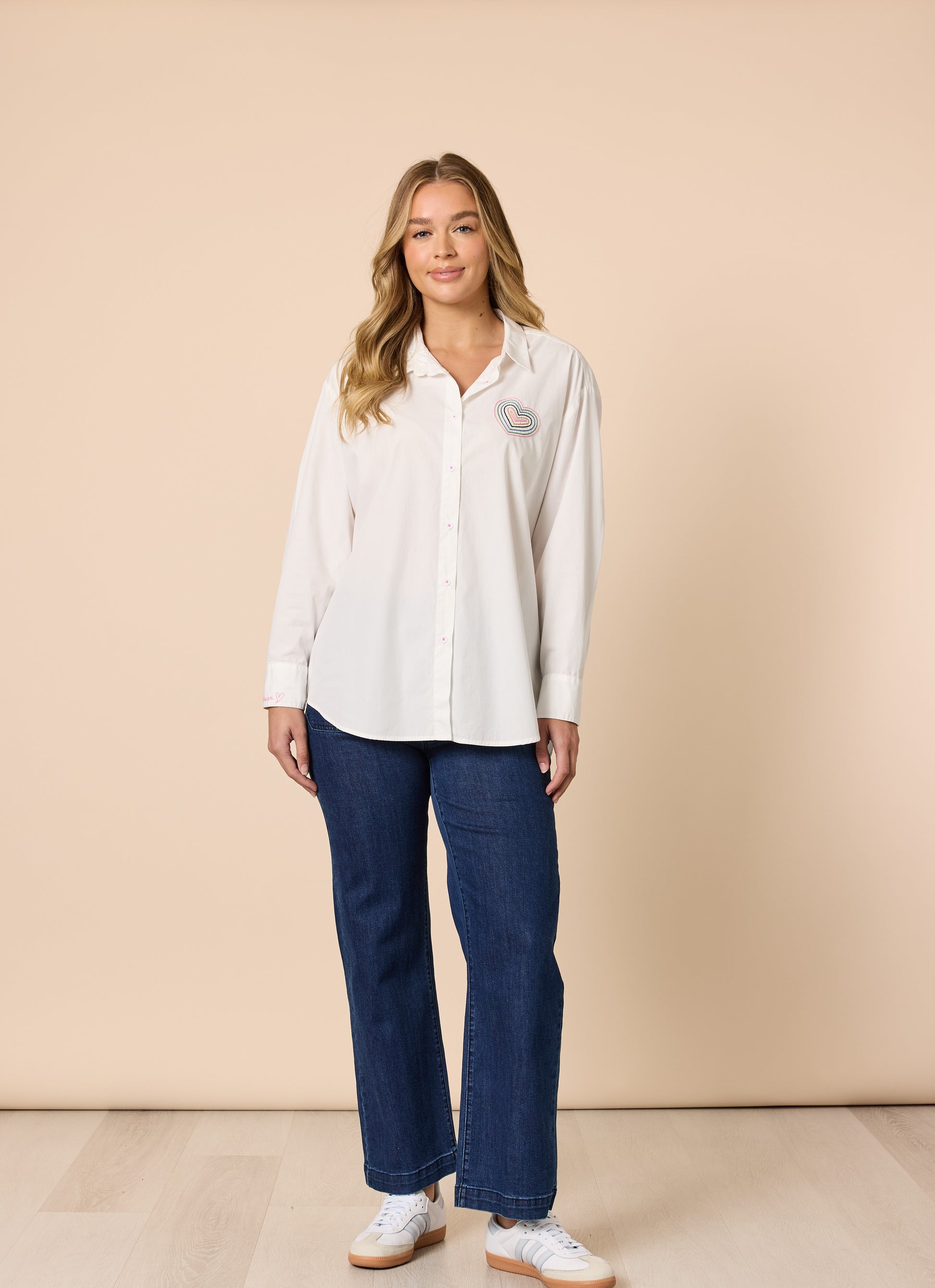 Sweetheart Emb Shirt – White