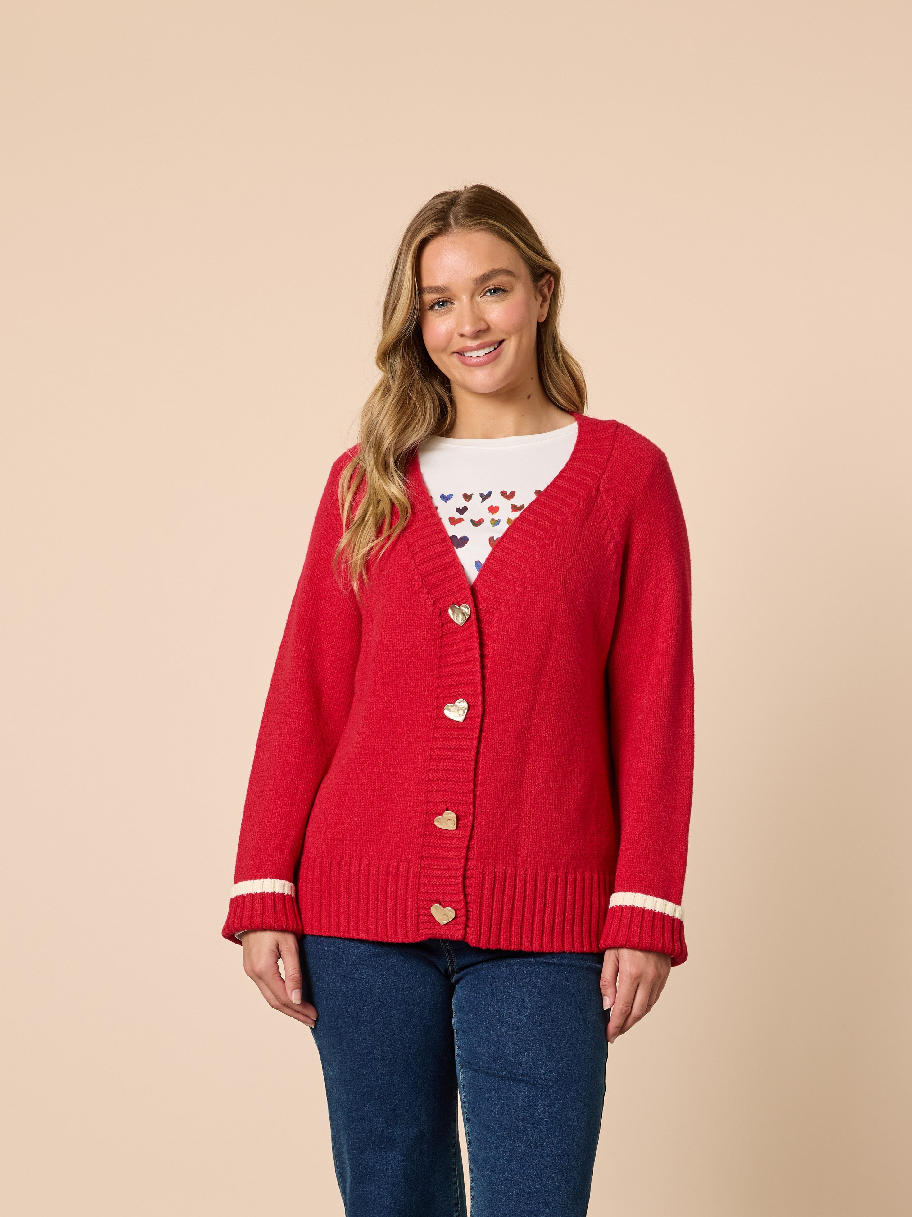 Back to Love Heart Cardigan – Red