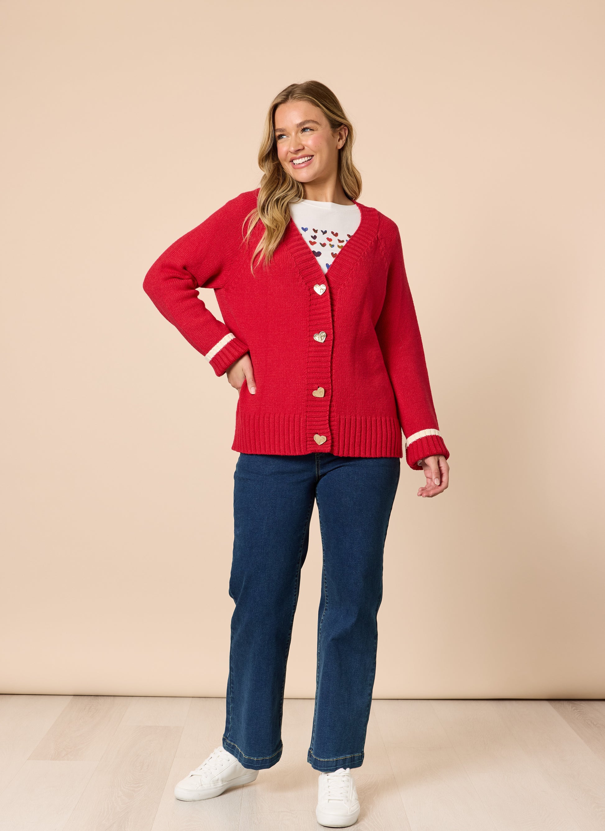Back to Love Heart Cardigan – Red