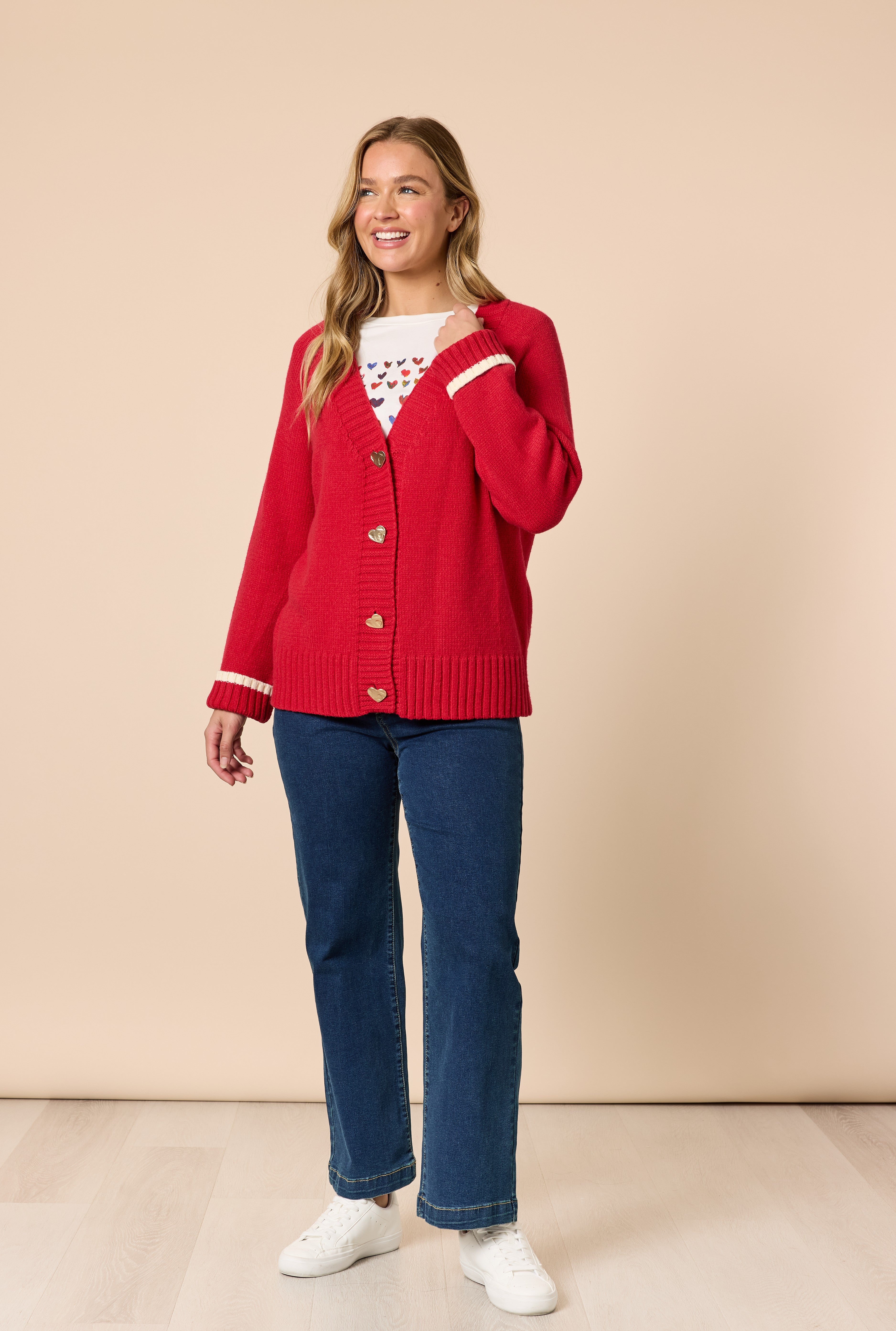 Back to Love Heart Cardigan – Red