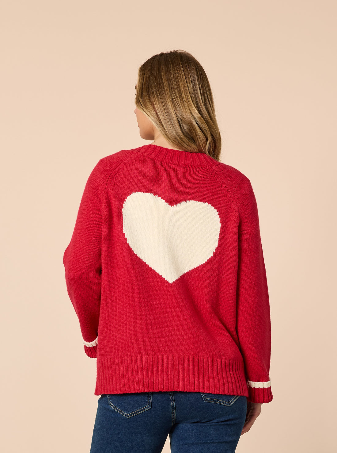 Back to Love Heart Cardigan – Red