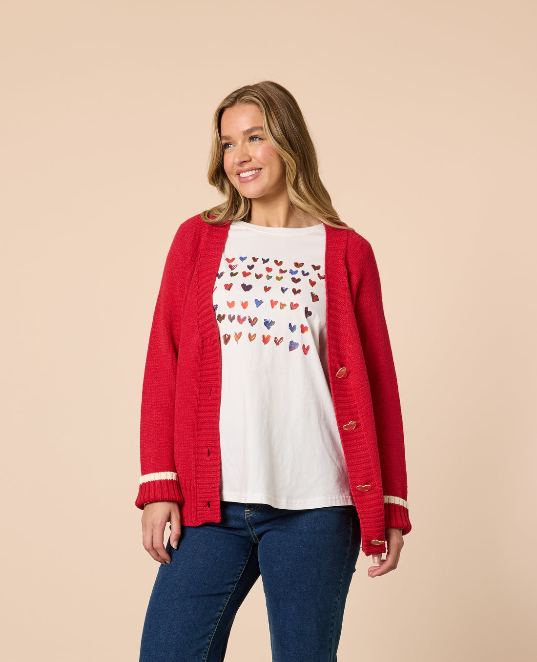 Back to Love Heart Cardigan – Red