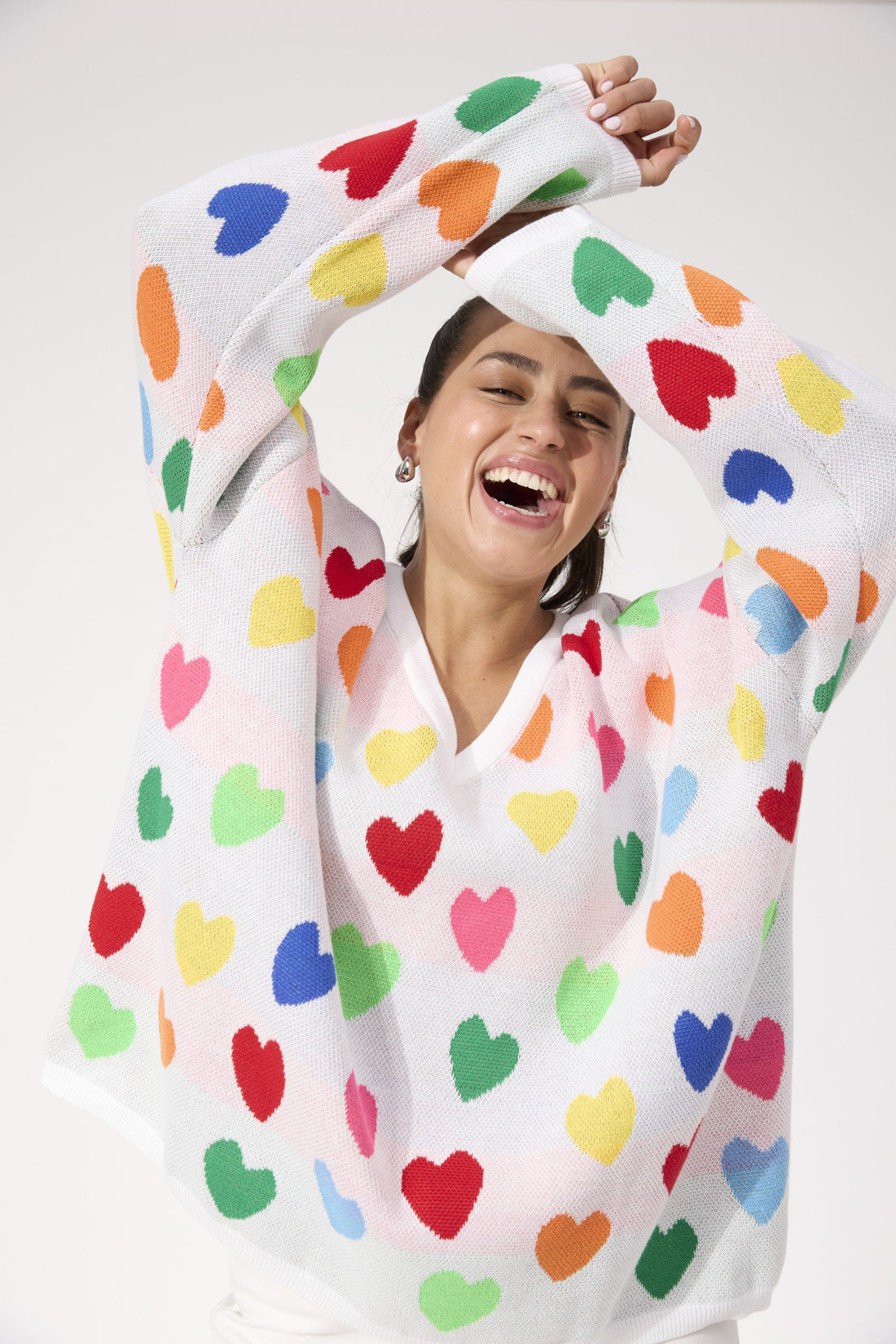 Alaska Relaxed Heart Jumper – Rainbow