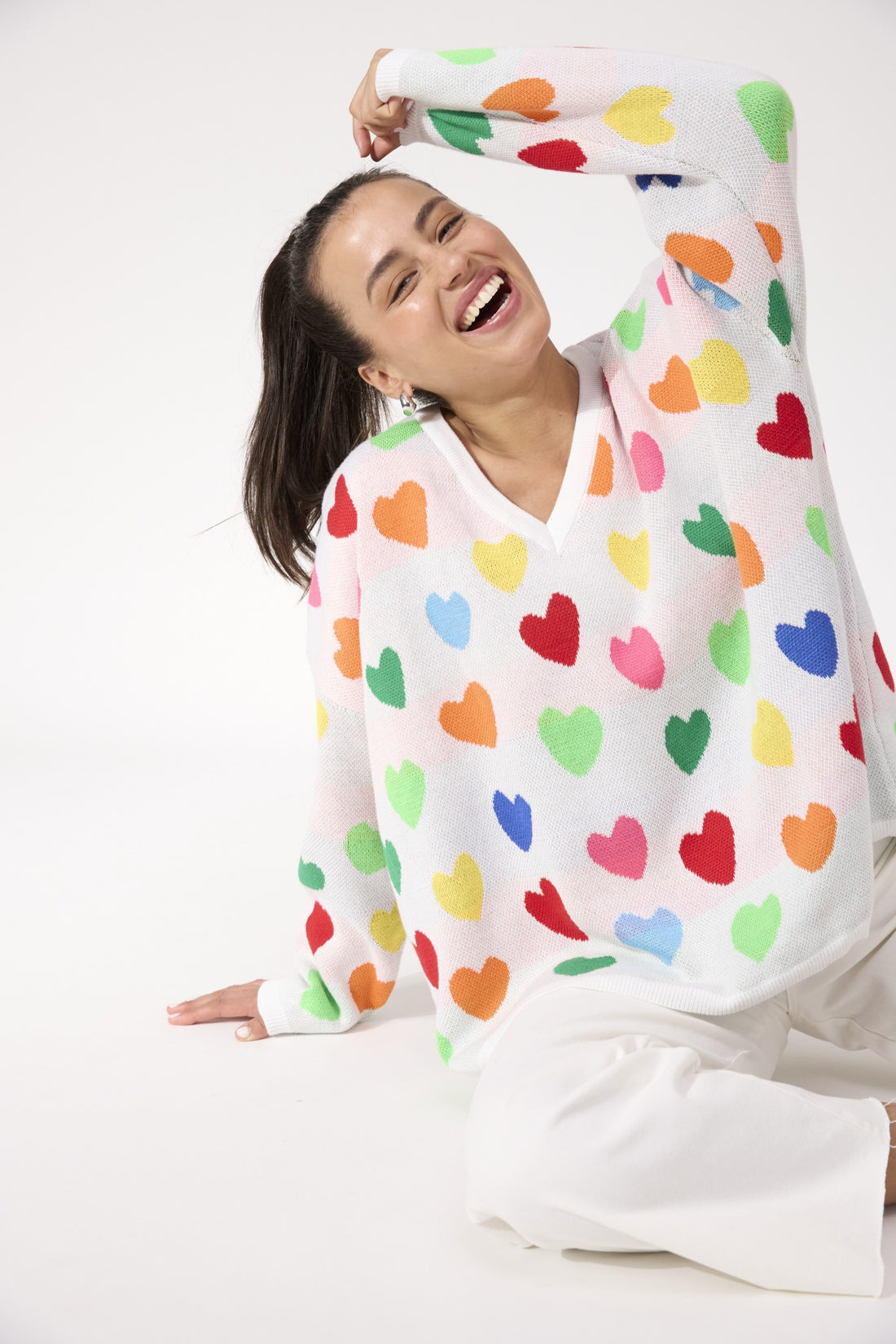 Alaska Relaxed Heart Jumper – Rainbow