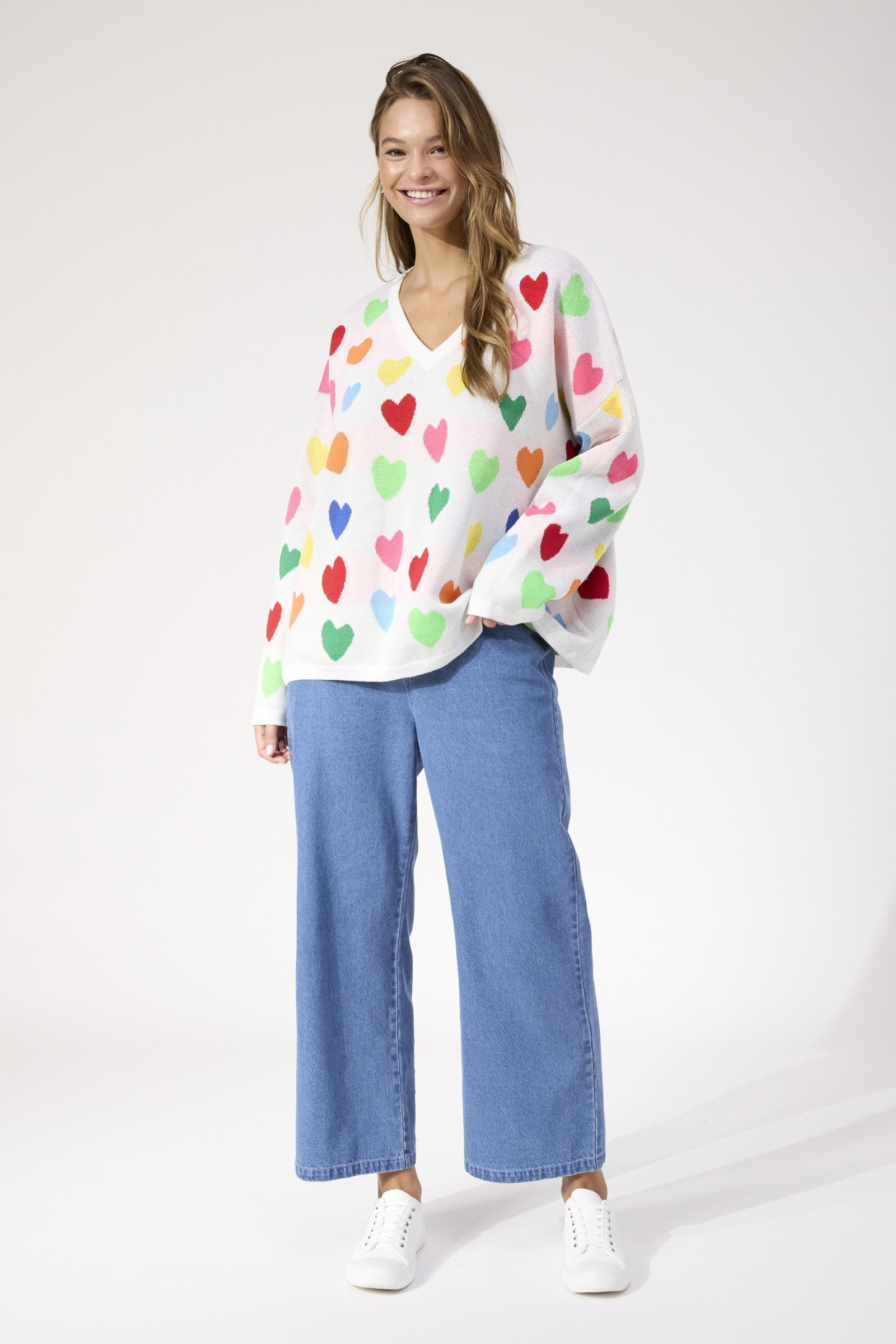 Alaska Relaxed Heart Jumper – Rainbow