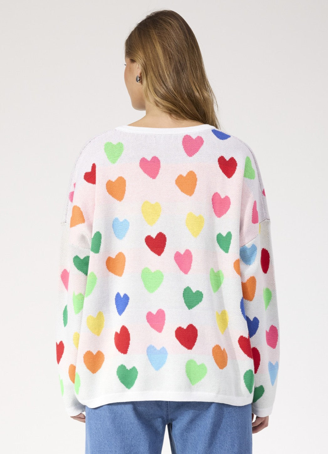 Alaska Relaxed Heart Jumper – Rainbow