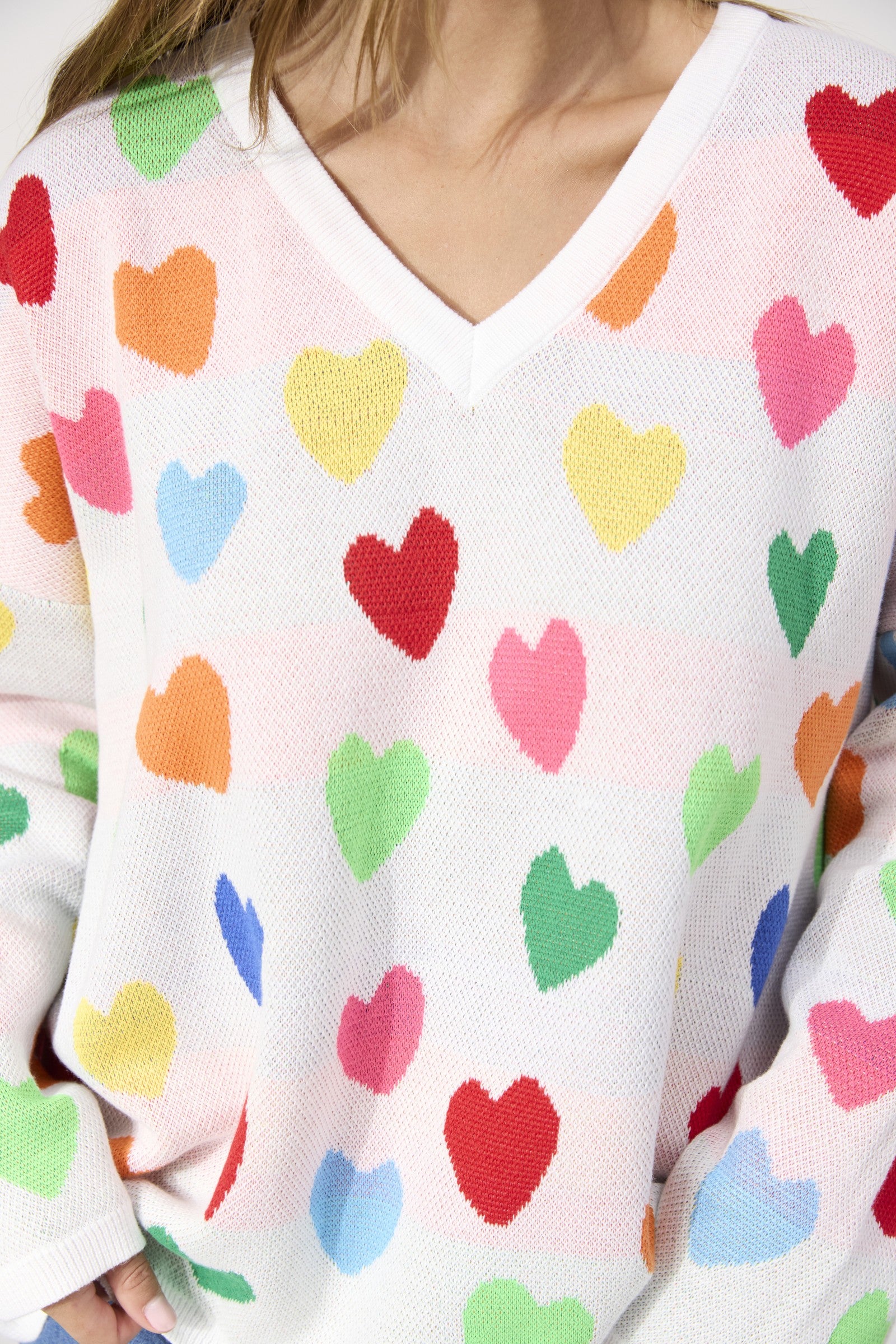 Alaska Relaxed Heart Jumper – Rainbow
