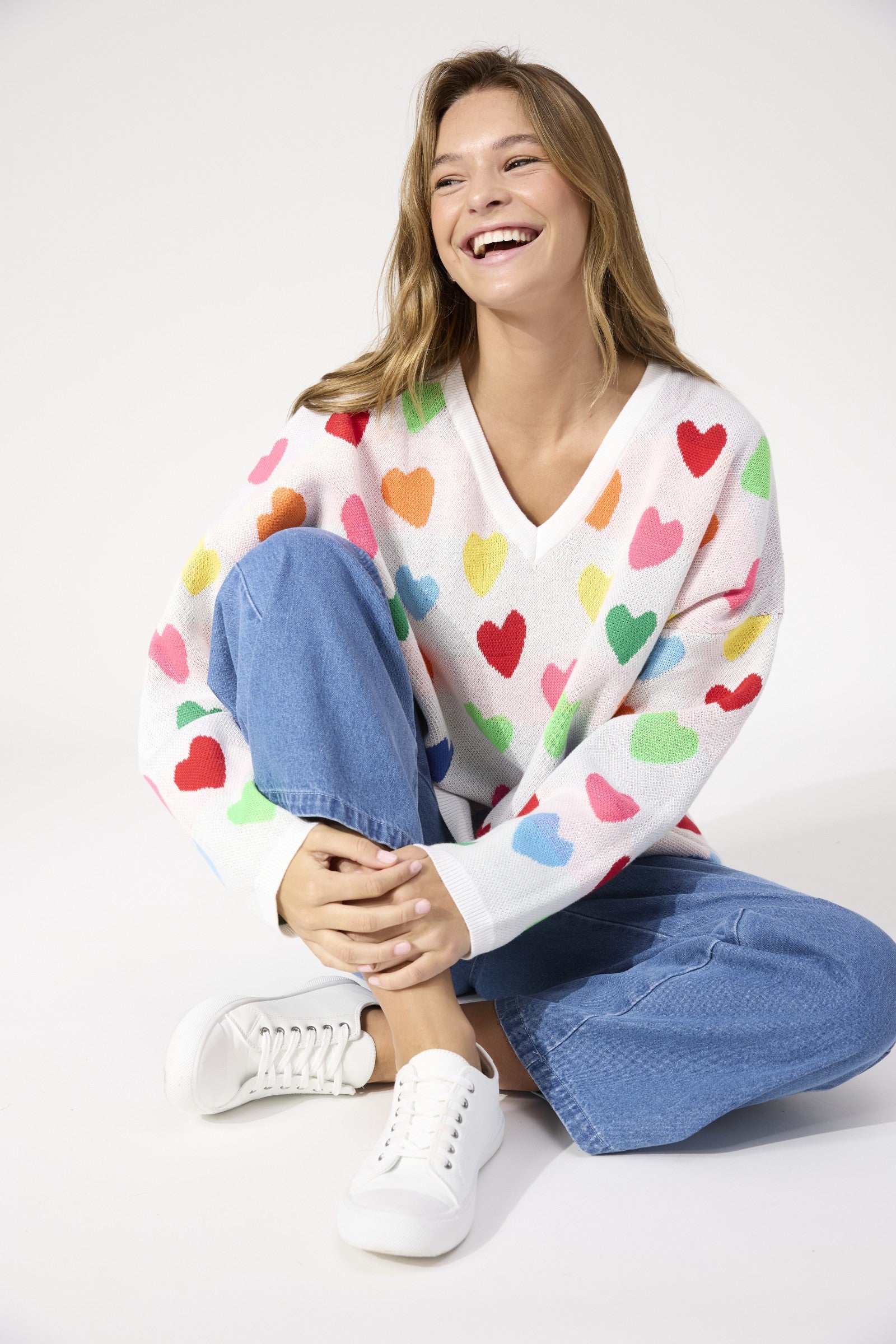 Alaska Relaxed Heart Jumper – Rainbow