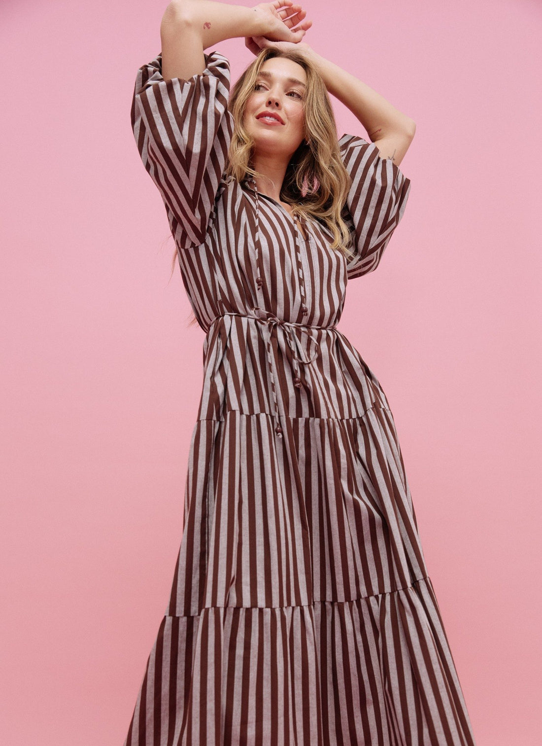 Monterosa Stripe Maxi Dress – Brown