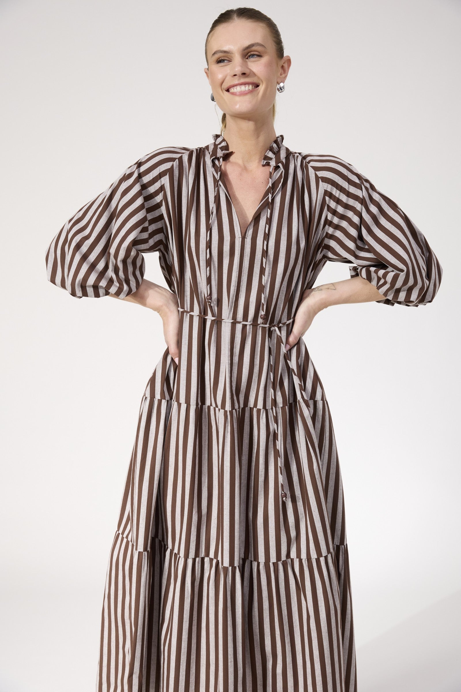 Monterosa Stripe Maxi Dress – Brown