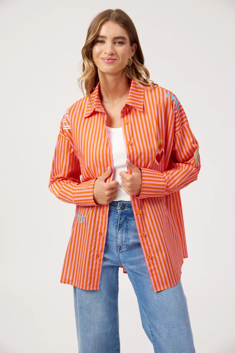 Mykonos Stripe Shirt - Pink