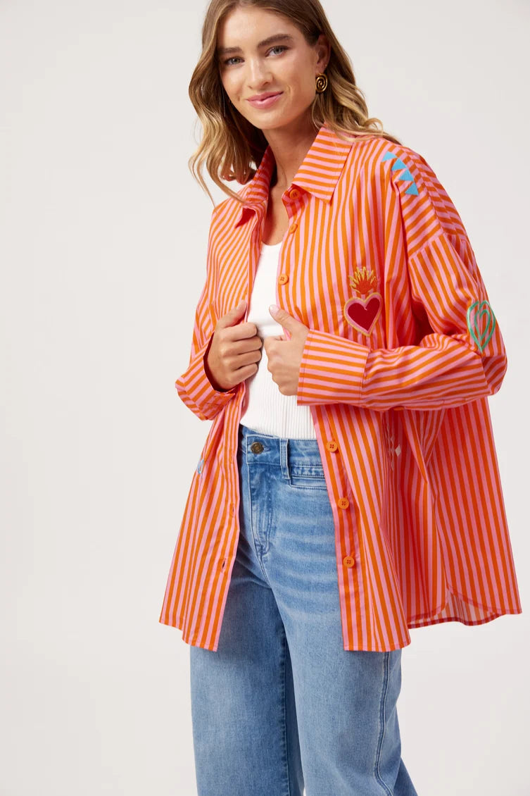Mykonos Stripe Shirt - Pink