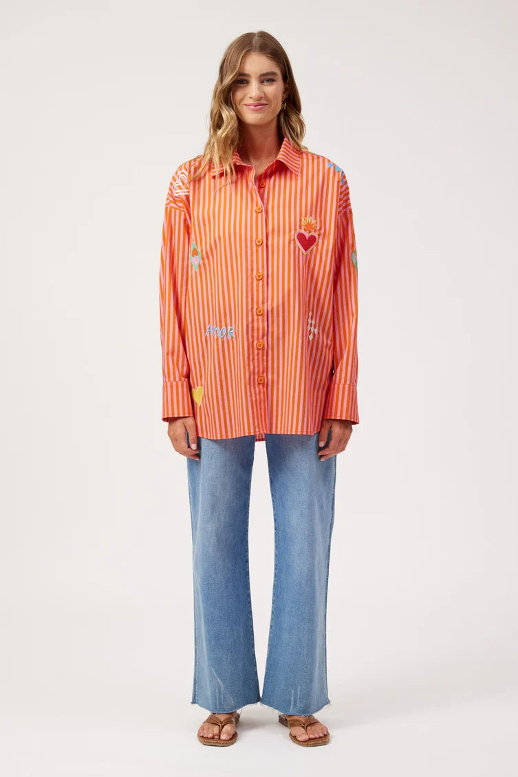 Mykonos Stripe Shirt - Pink