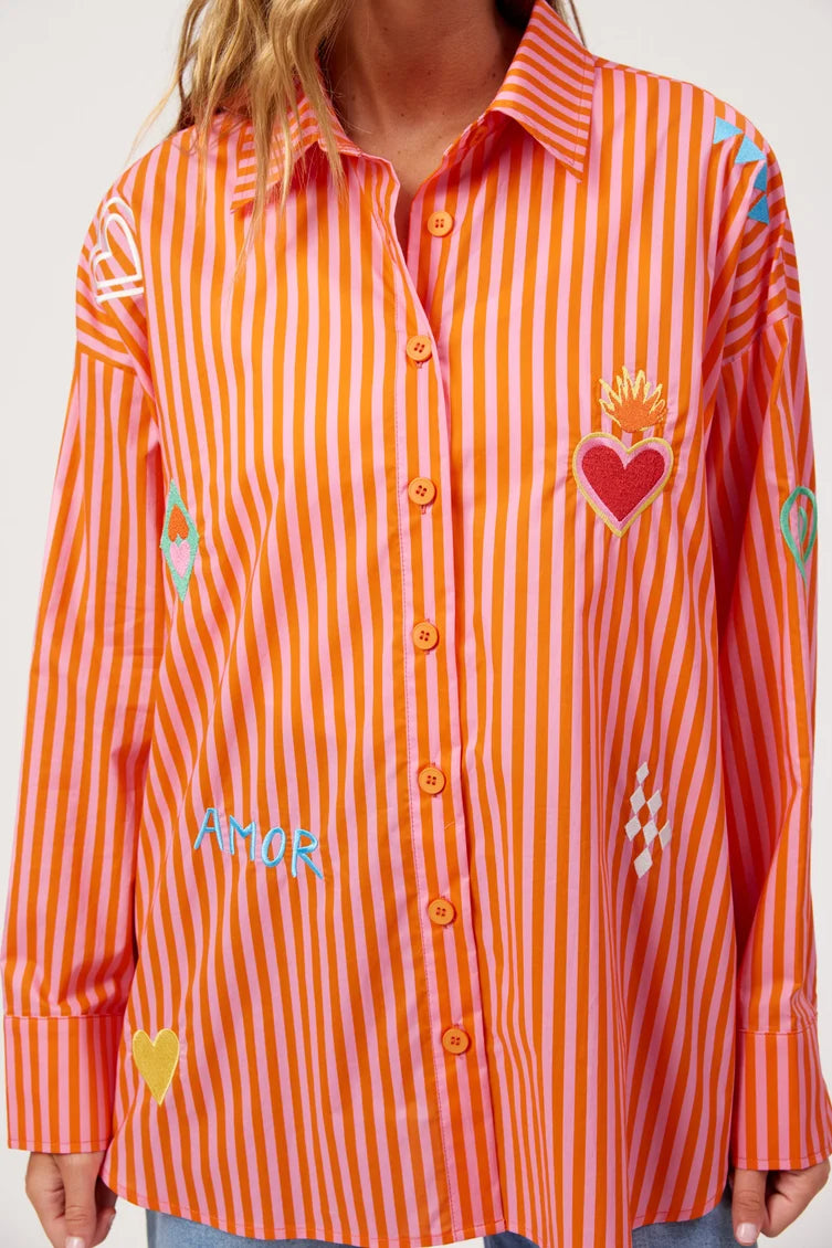 Mykonos Stripe Shirt - Pink