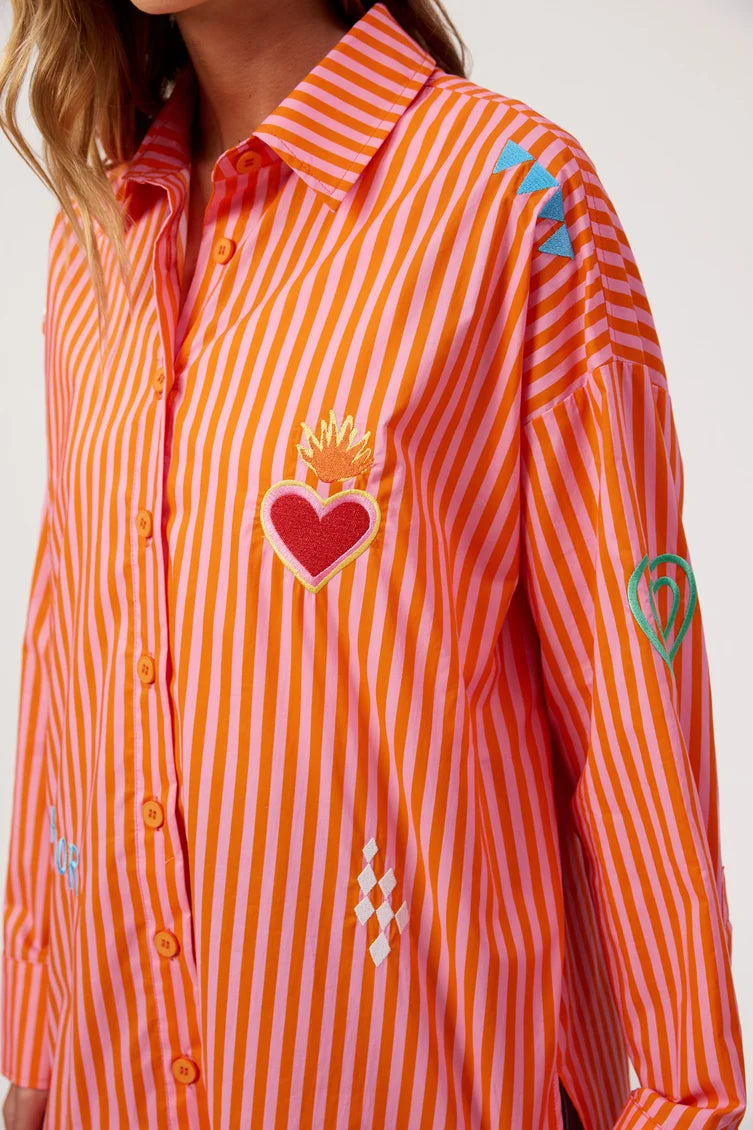 Mykonos Stripe Shirt - Pink