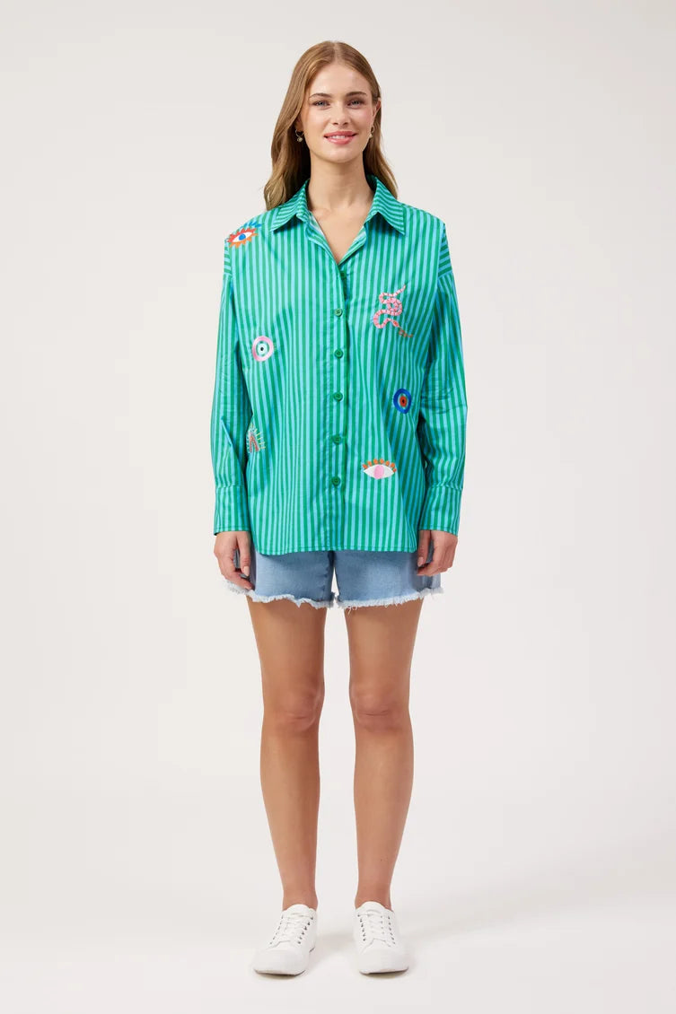 Mykonos Stripe Shirt - Green