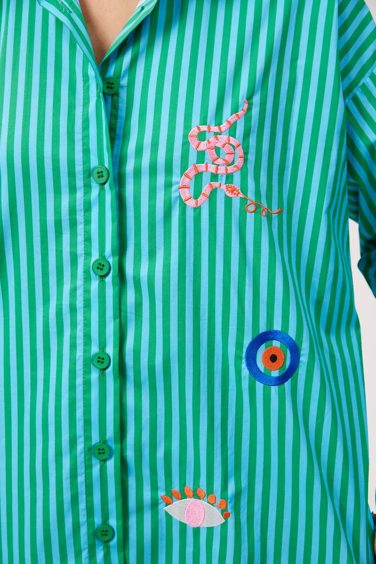 Mykonos Stripe Shirt - Green