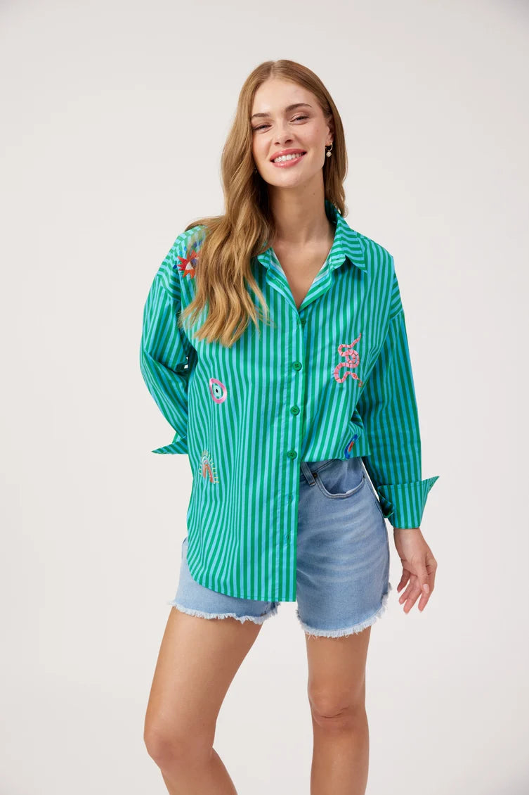 Mykonos Stripe Shirt - Green