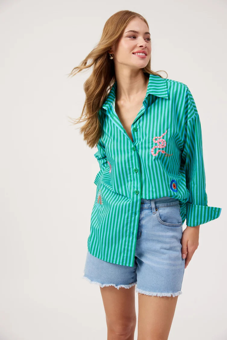 Mykonos Stripe Shirt - Green