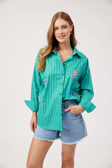 Mykonos Stripe Shirt - Green