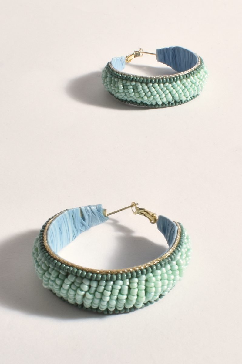 Edge Detail Beaded Hoops