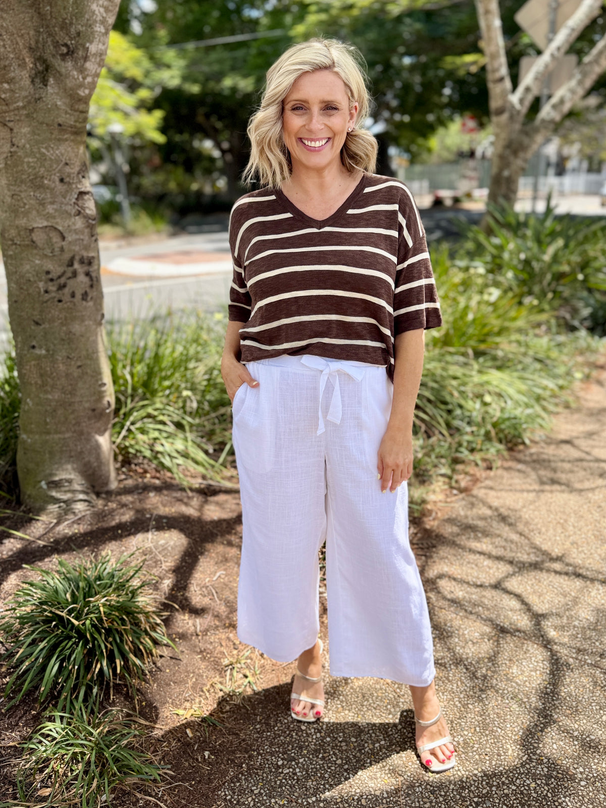 Bella Crop Pants - White