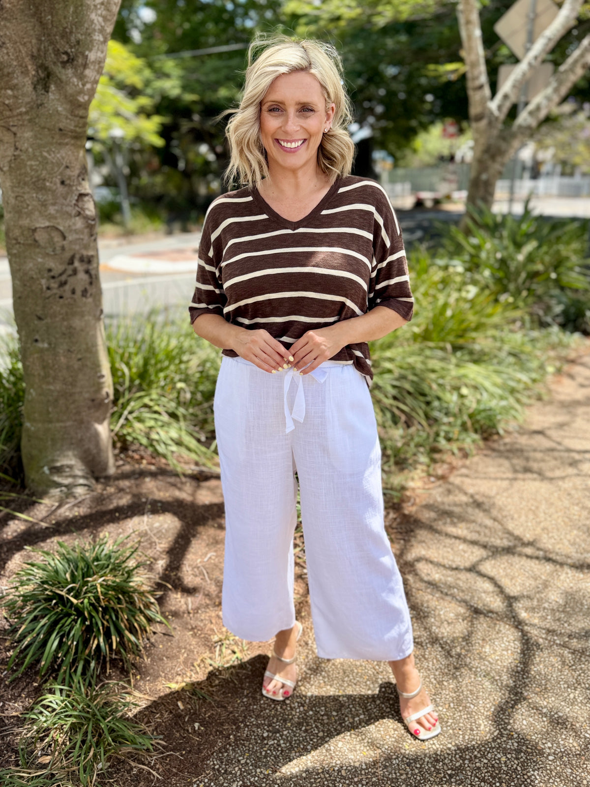 Bella Crop Pants - White