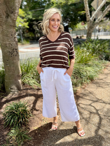 Bella Crop Pants - White