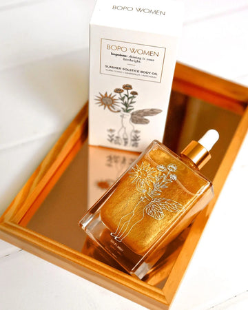 Bodo Women's perfume bottle and packaging on a reflective surface