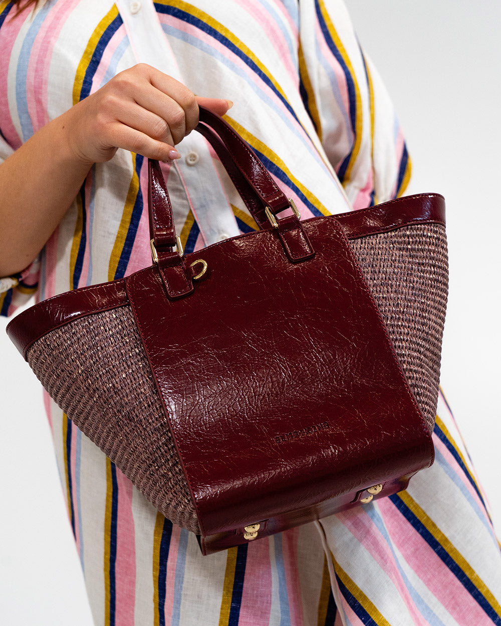 Carnegie Tote - Burgundy/Coco Weave