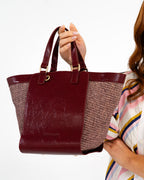 Carnegie Tote - Burgundy/Coco Weave