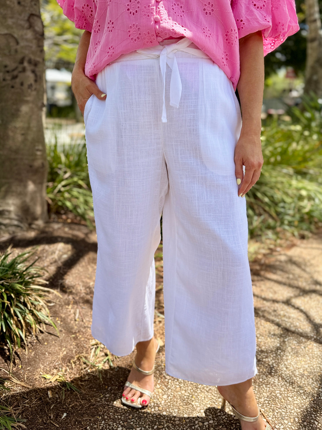 Bella Crop Pants - White