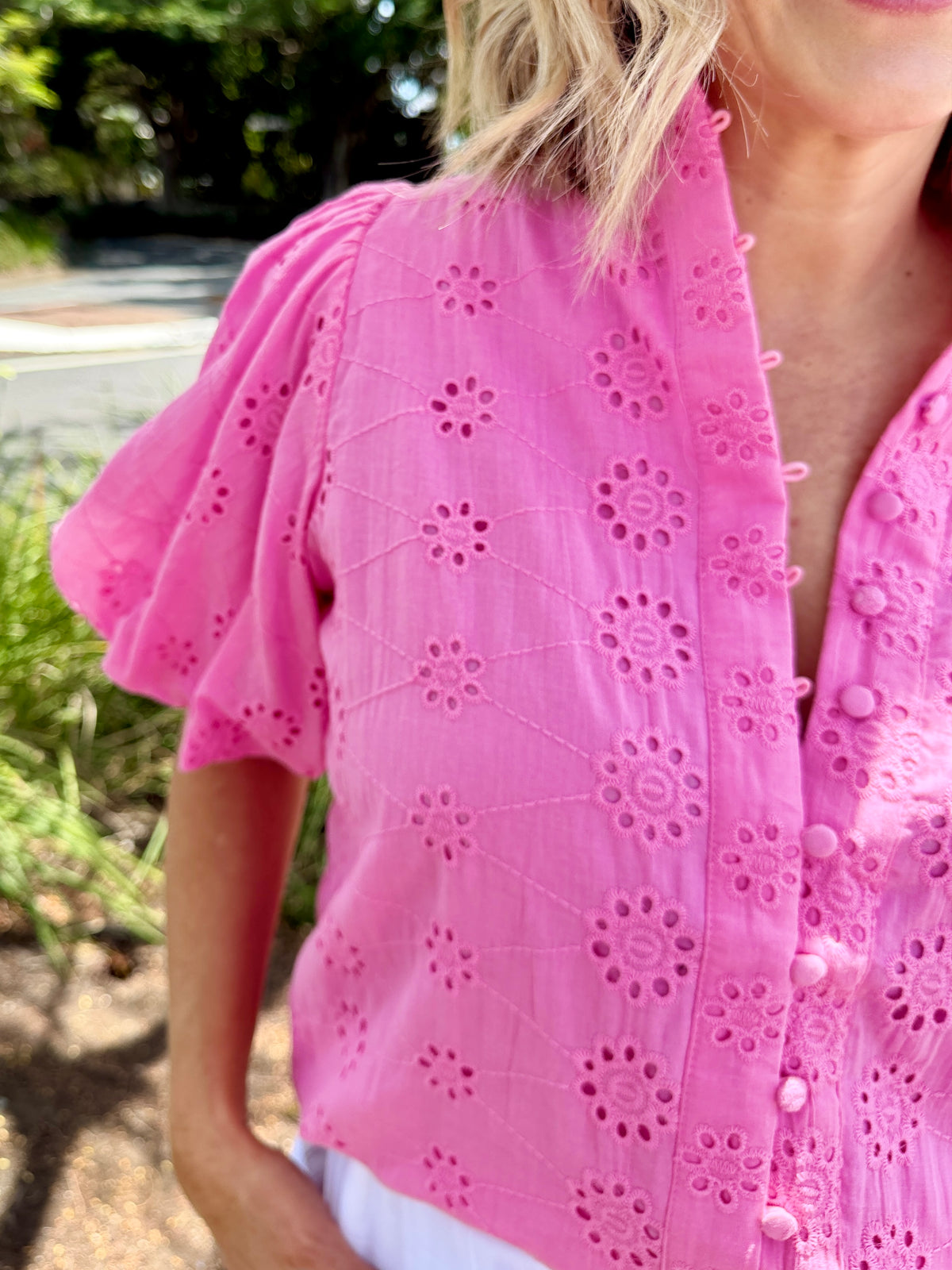 Denise Broderie Shirt - Pink