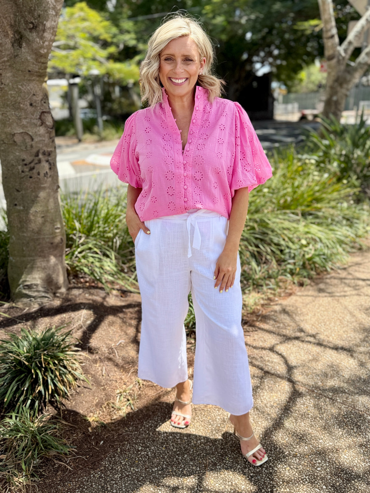 Denise Broderie Shirt - Pink