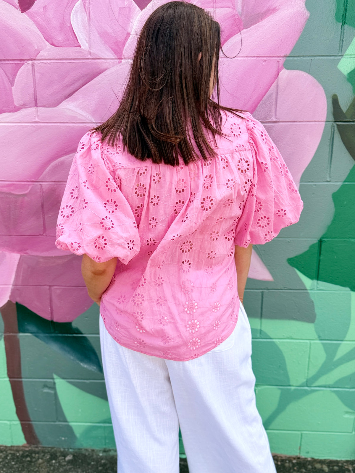 Denise Broderie Shirt - Pink