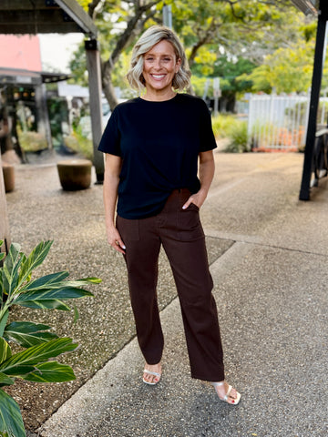 Etta Barrel Jeans - Choc