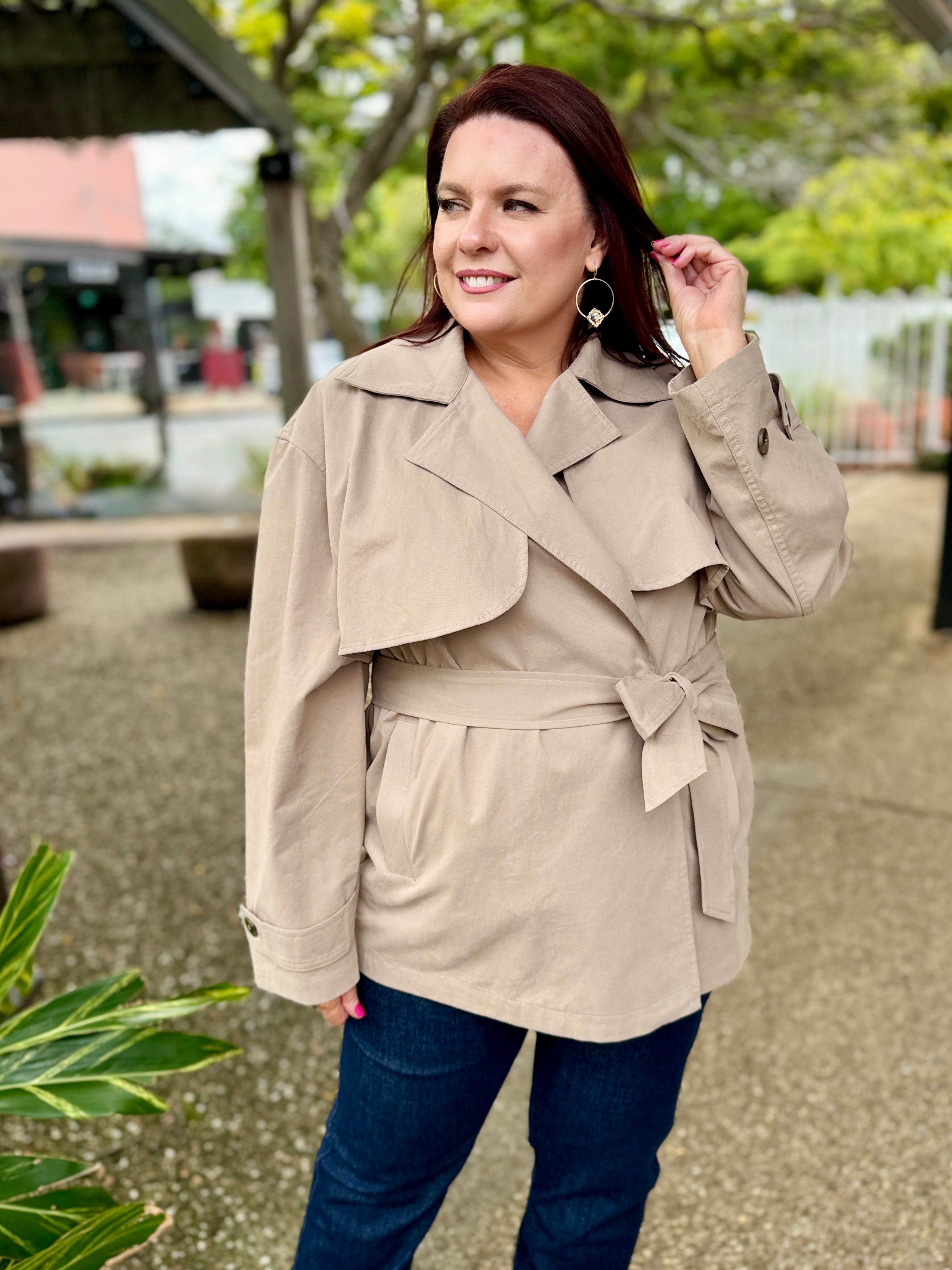 Farida Cropped Trench – Stone