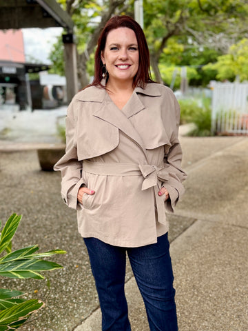 Farida Cropped Trench – Stone