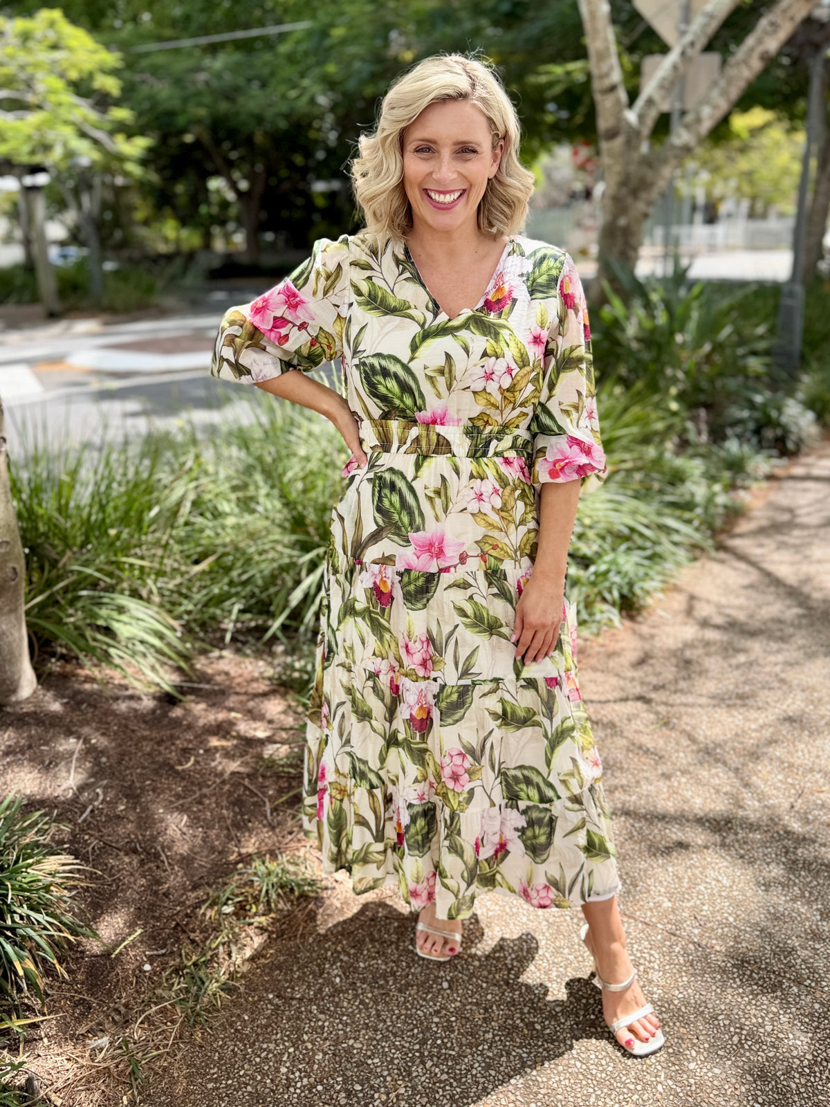 Gracie Midi Dress - Kakhi Orchard