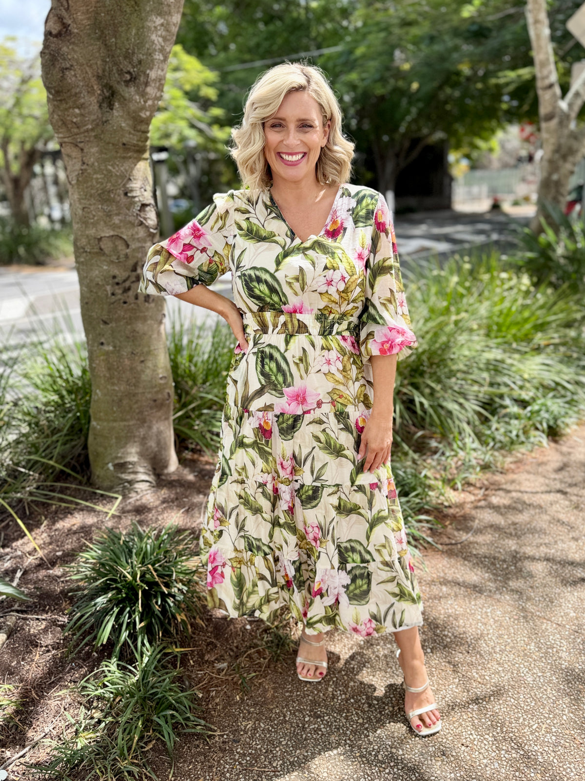 Gracie Midi Dress - Kakhi Orchard