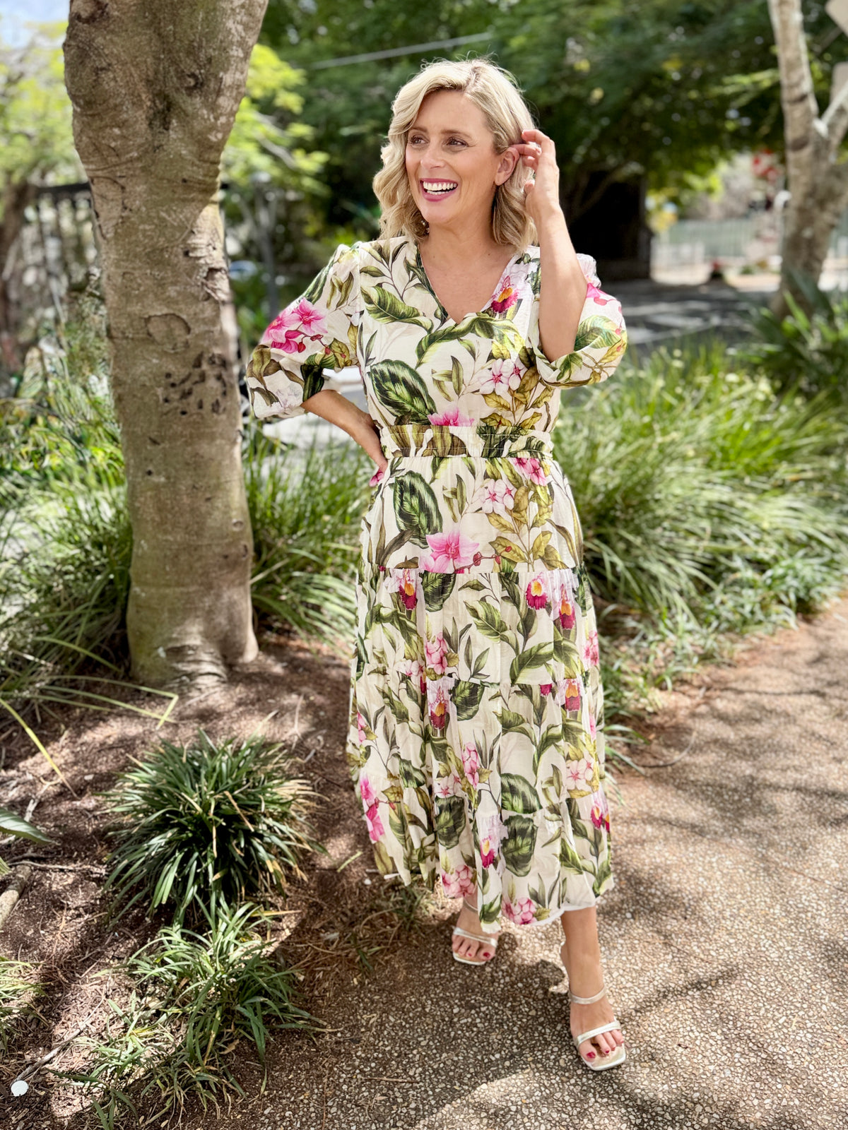 Gracie Midi Dress - Kakhi Orchard