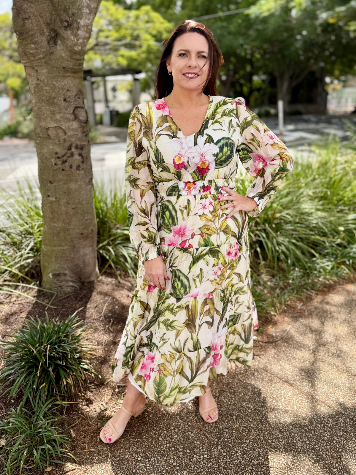 Gracie Midi Dress - Kakhi Orchard
