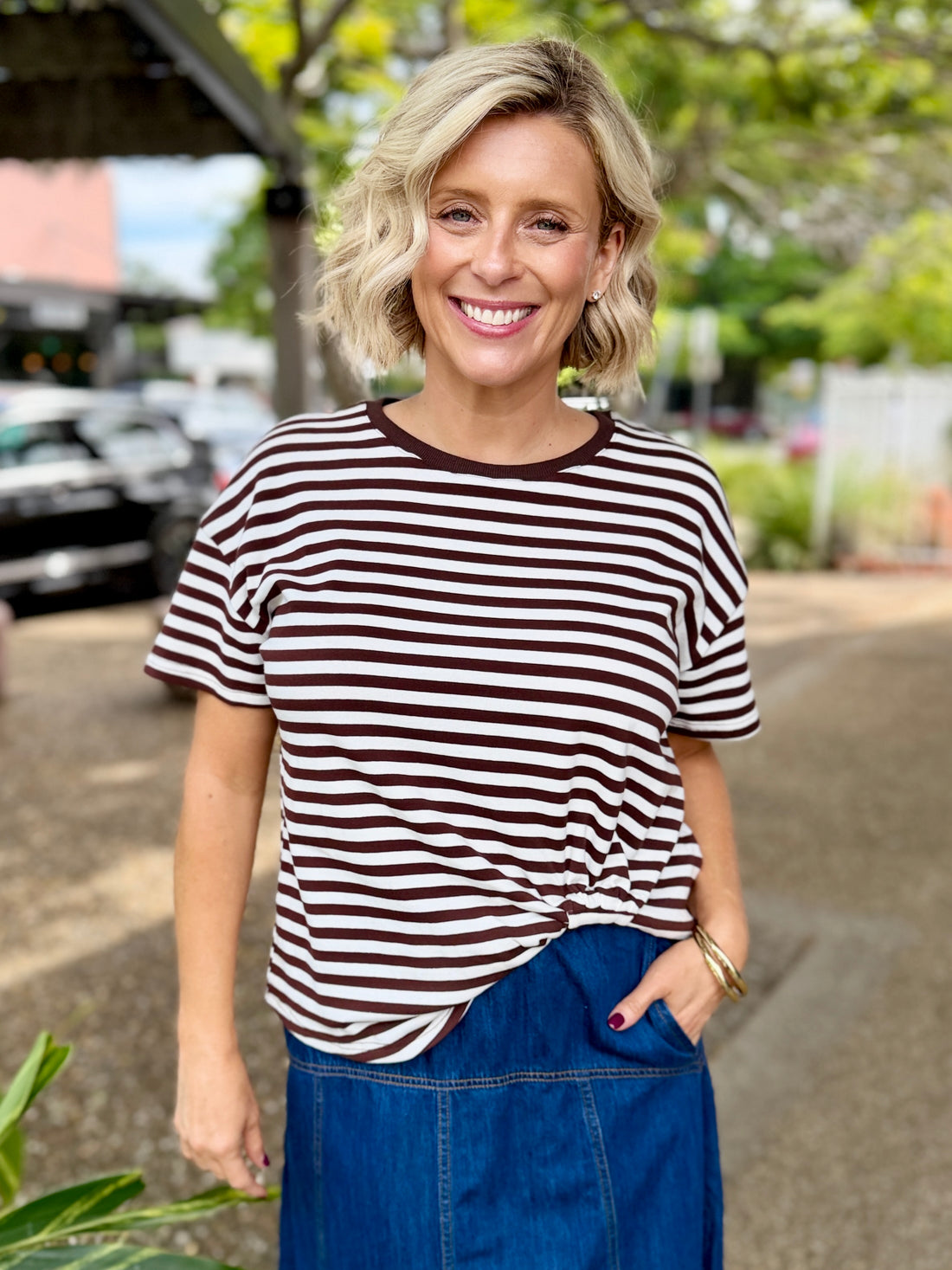 Wynona Tee – Brown Stripe